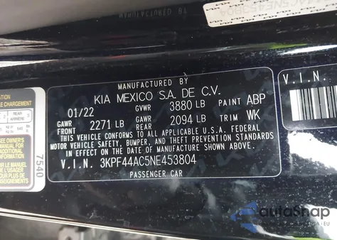2022 Kia Forte Gt Manual from USA, damaged, VIN 3KPF44AC5NE453804
